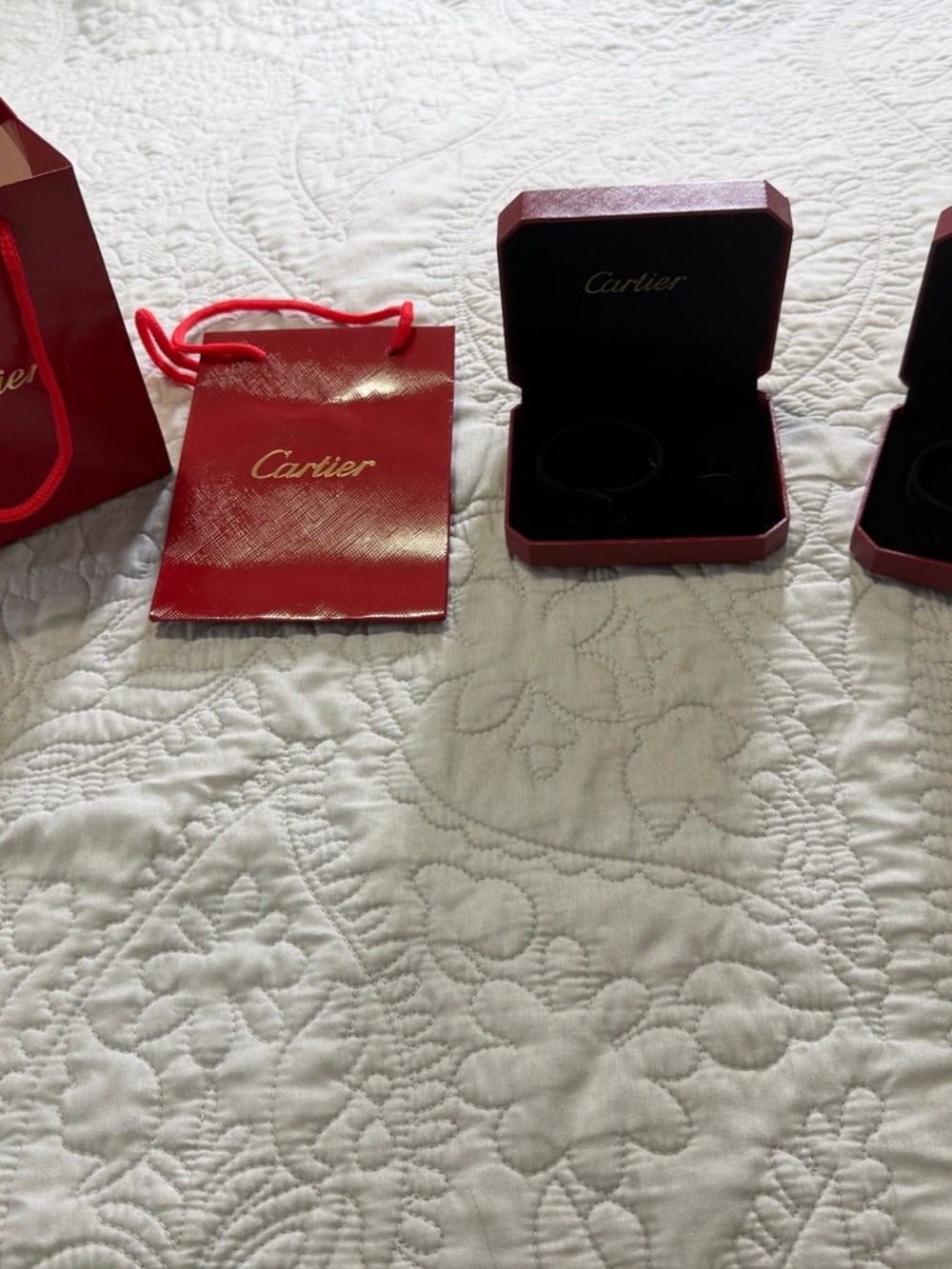 Cartier Red Gift Bag and Jewelry Box Set with Black Interior
